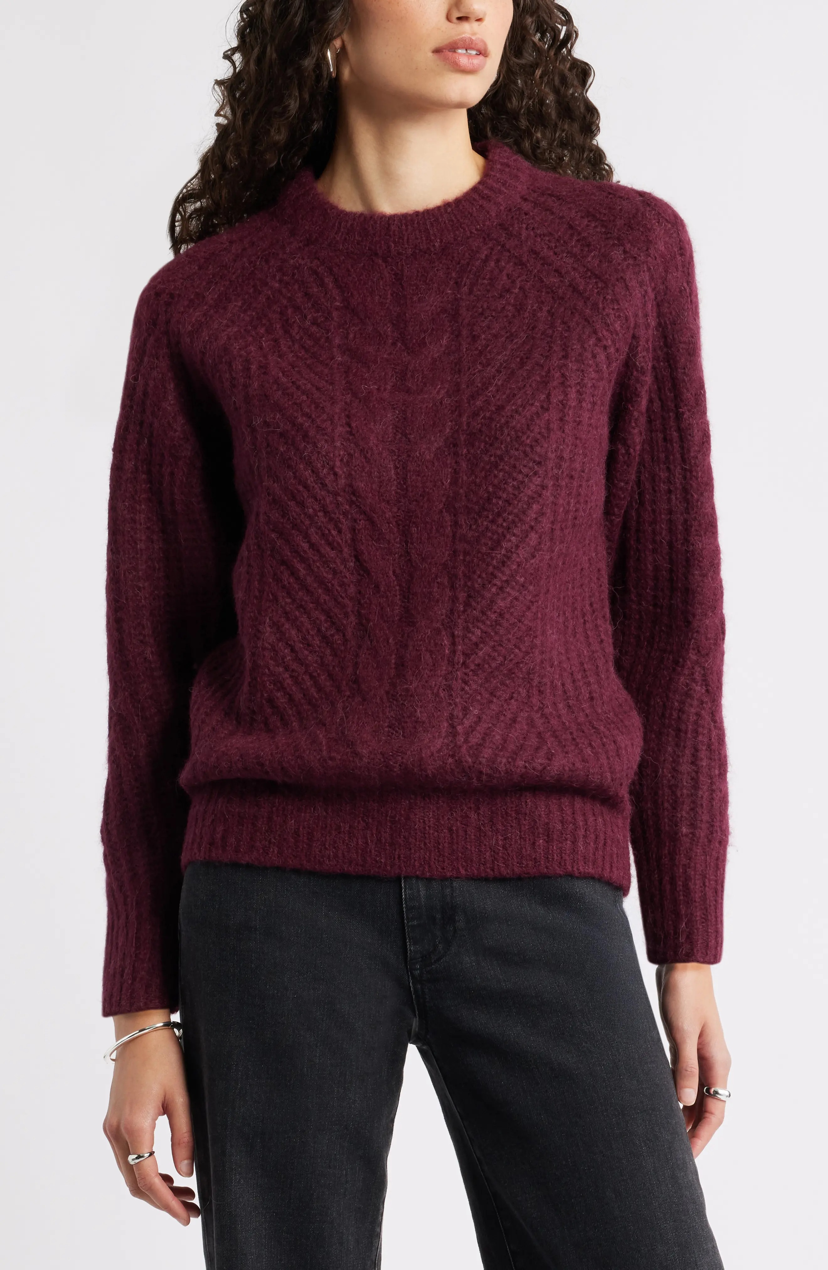 Nordstrom, Cable Crewneck Alpaca Blend Sweater