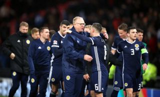 Scotland celebrate the Nations League win over Israel that earned them a home play-off berth