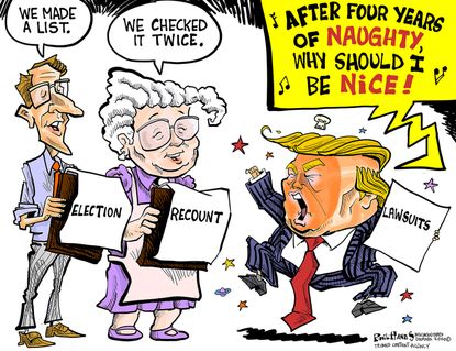 Political Cartoon U.S. Trump election fraud claims