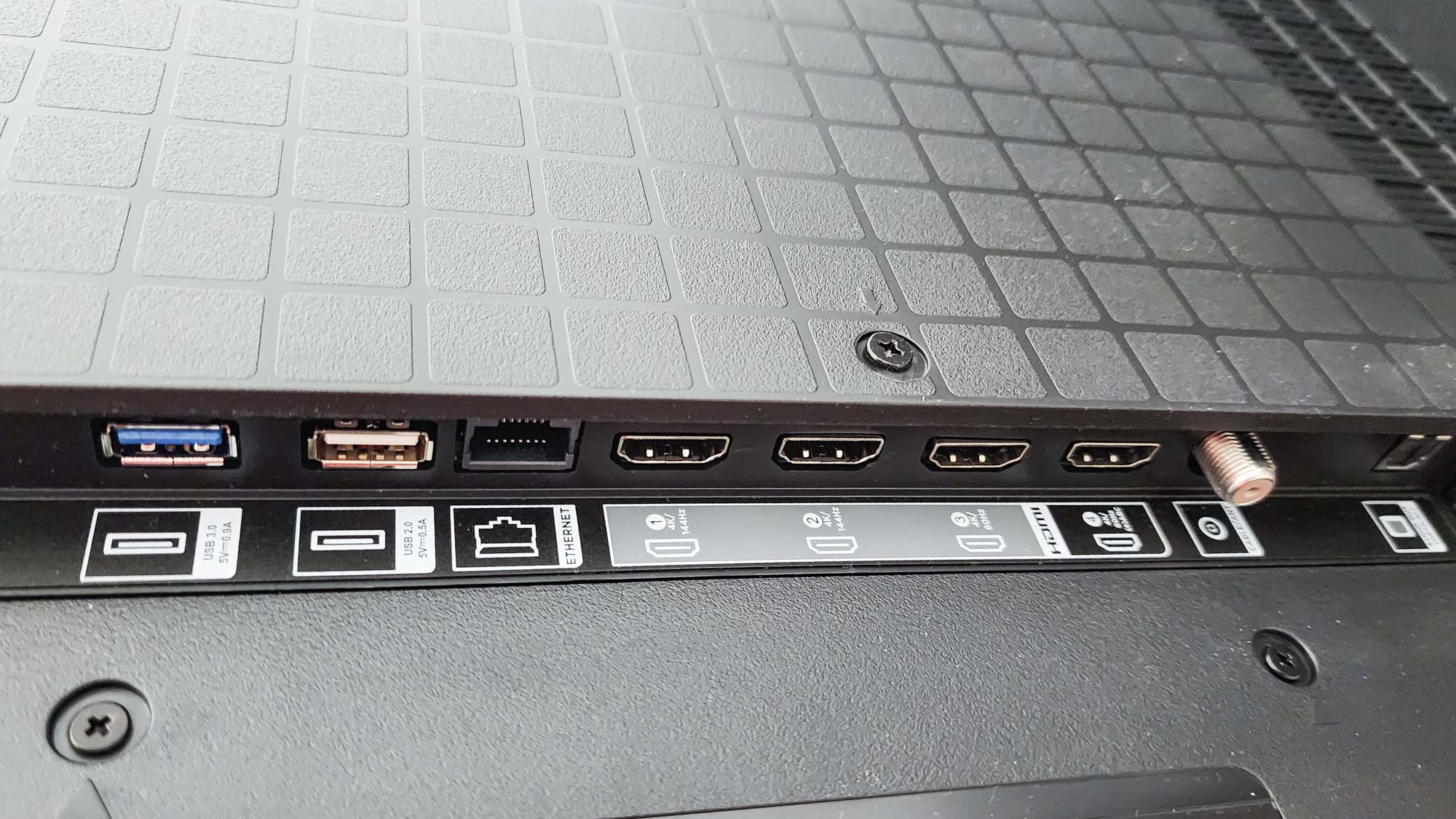 The ports on a TCL QM7K QD-Mini LED TV