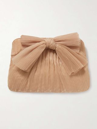 Rayne Bow-Embellished Plissé-Organza Clutch