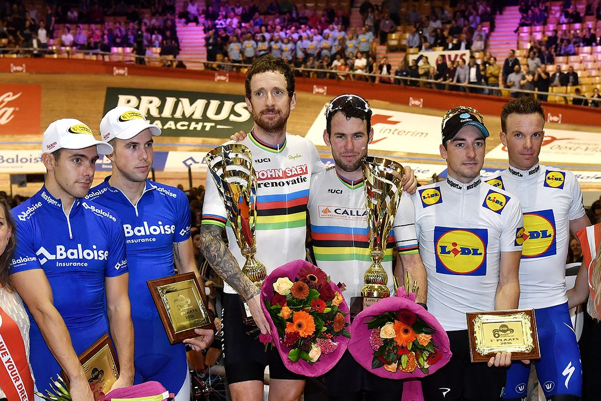 Wiggins and Cavendish top the final podium of the Gent Six Day