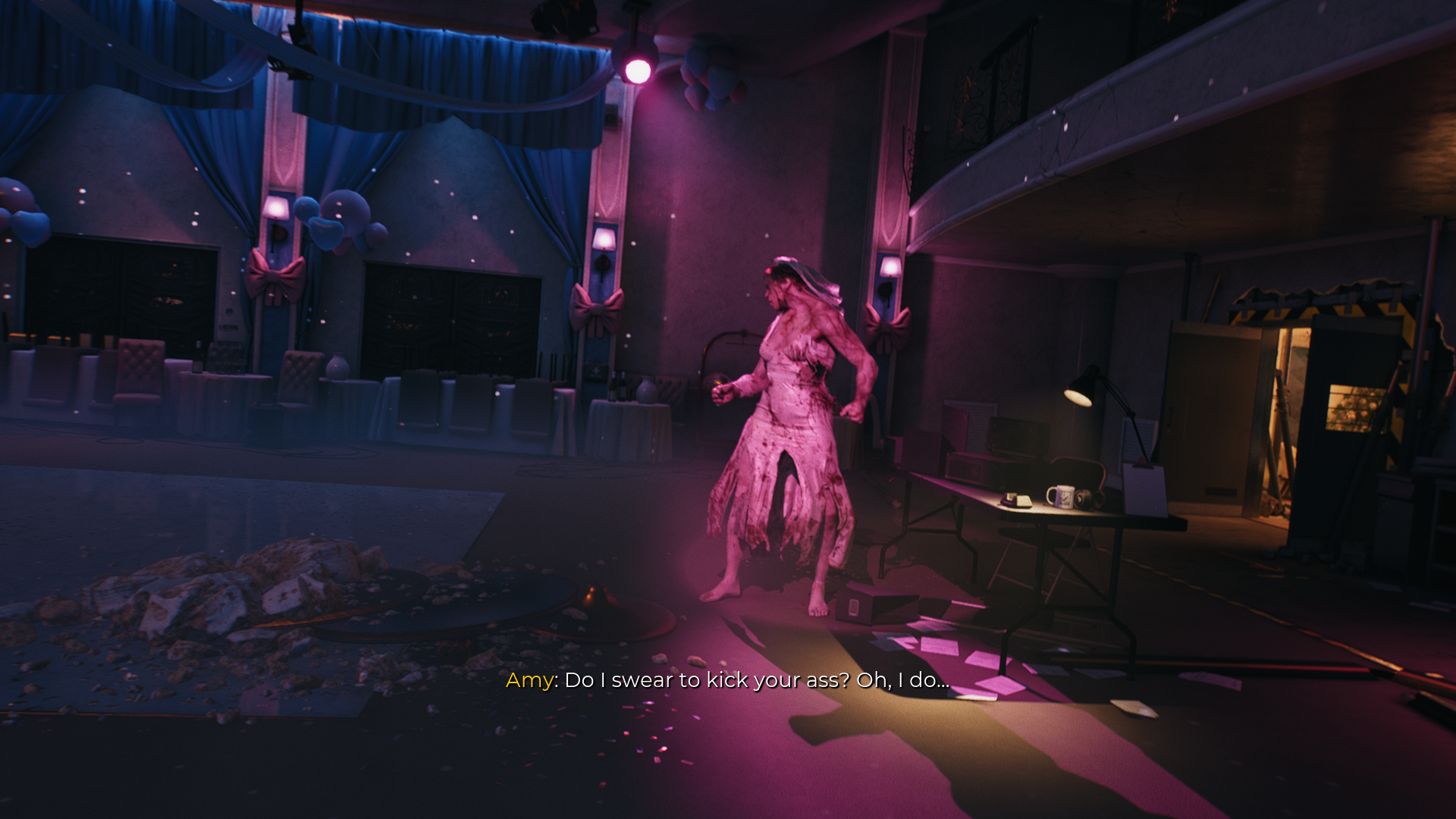 A giant zombie in a wedding dress in Dead Island 2.