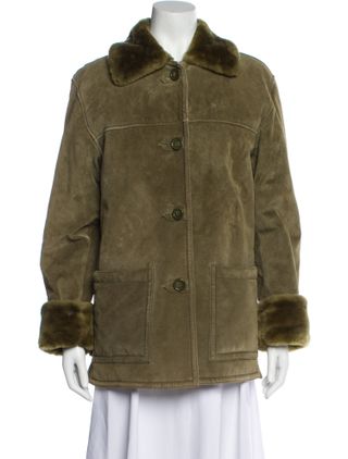 Dennis Basso, Leather Faux Fur Coat