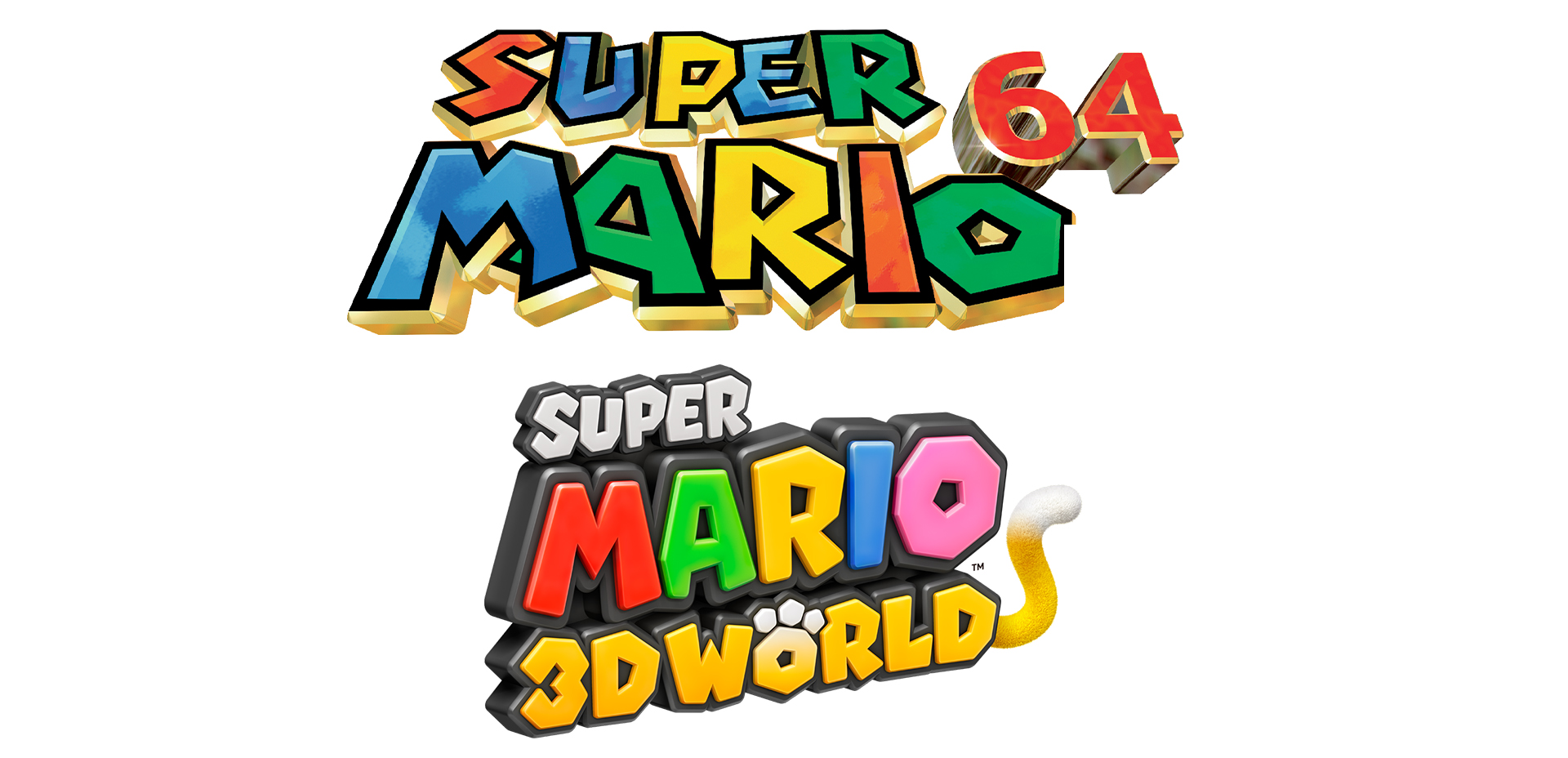 Super Mario 64 logo and Super Mario 3D World logo