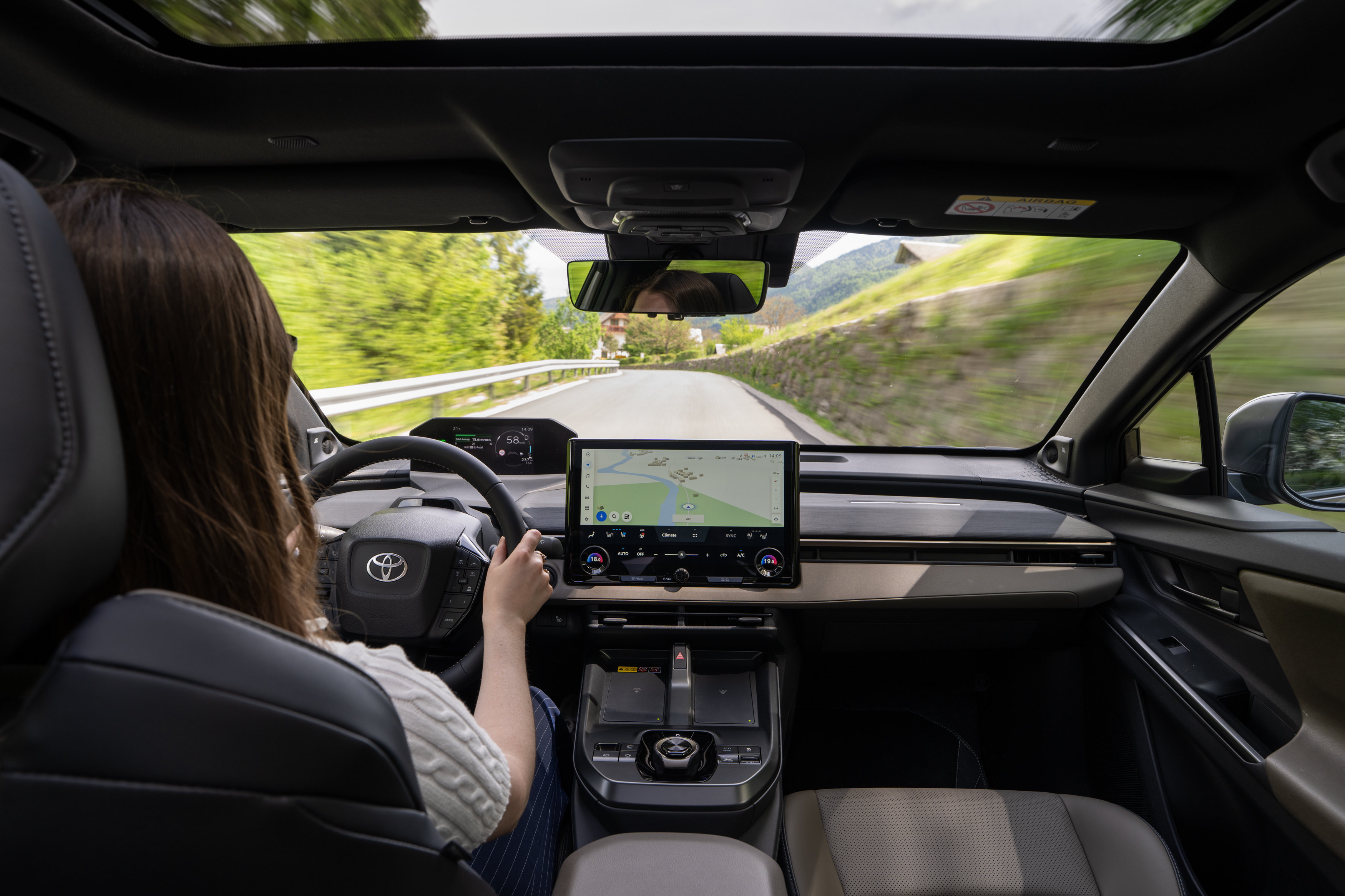 On the road in the Toyota bZ4X Touring