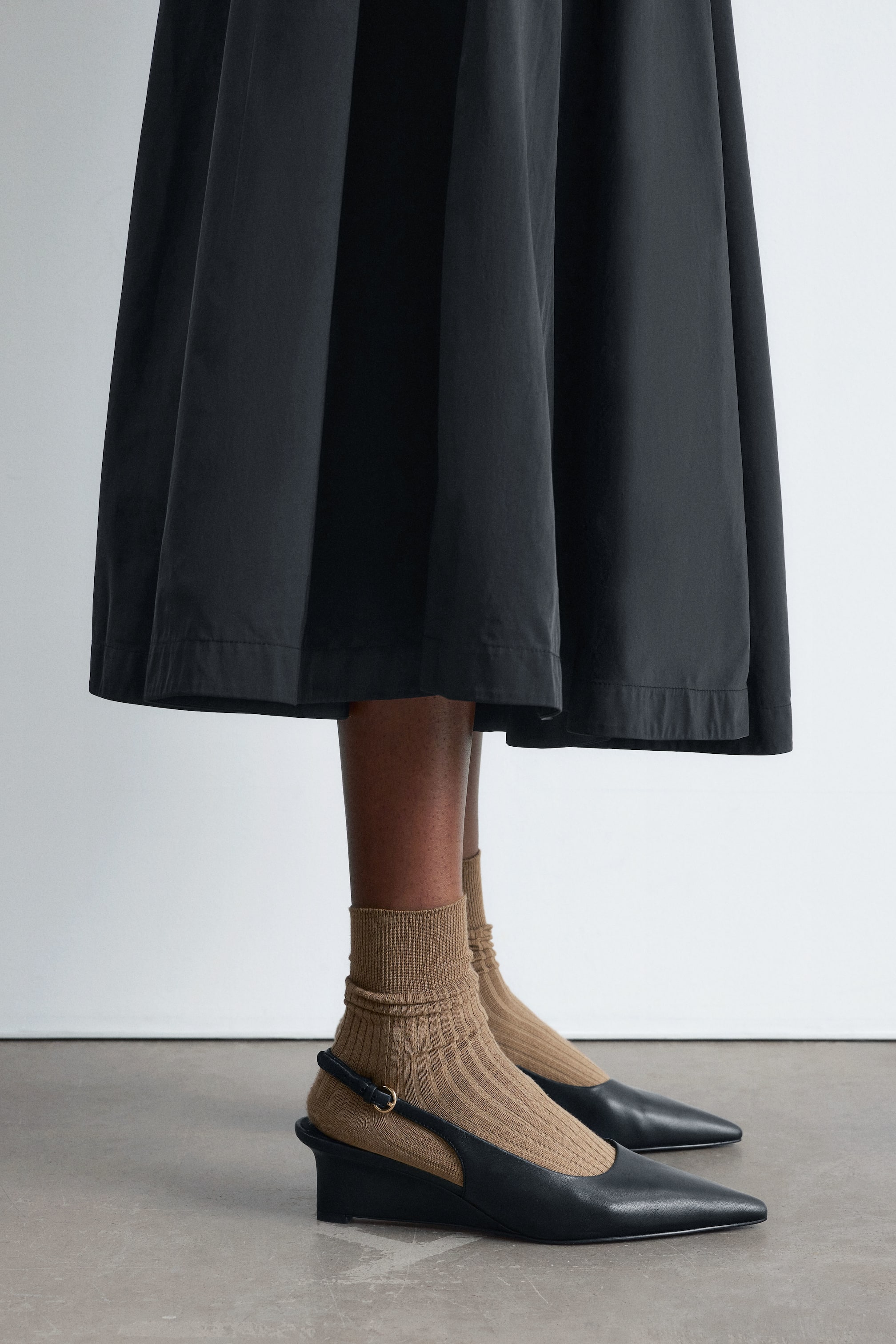 Leather Wedge Slingback Pumps - Grey Snake