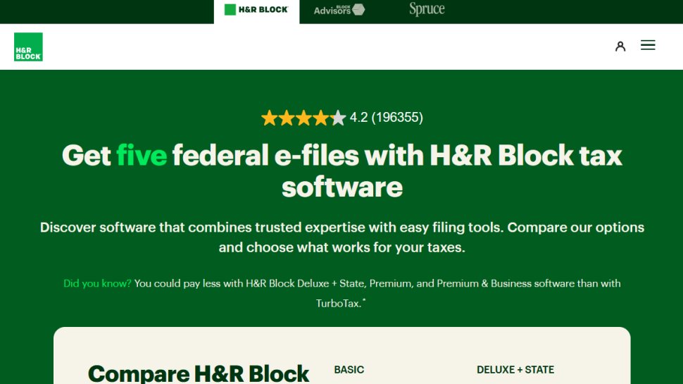 H&R Block website screenshot (October 2025).