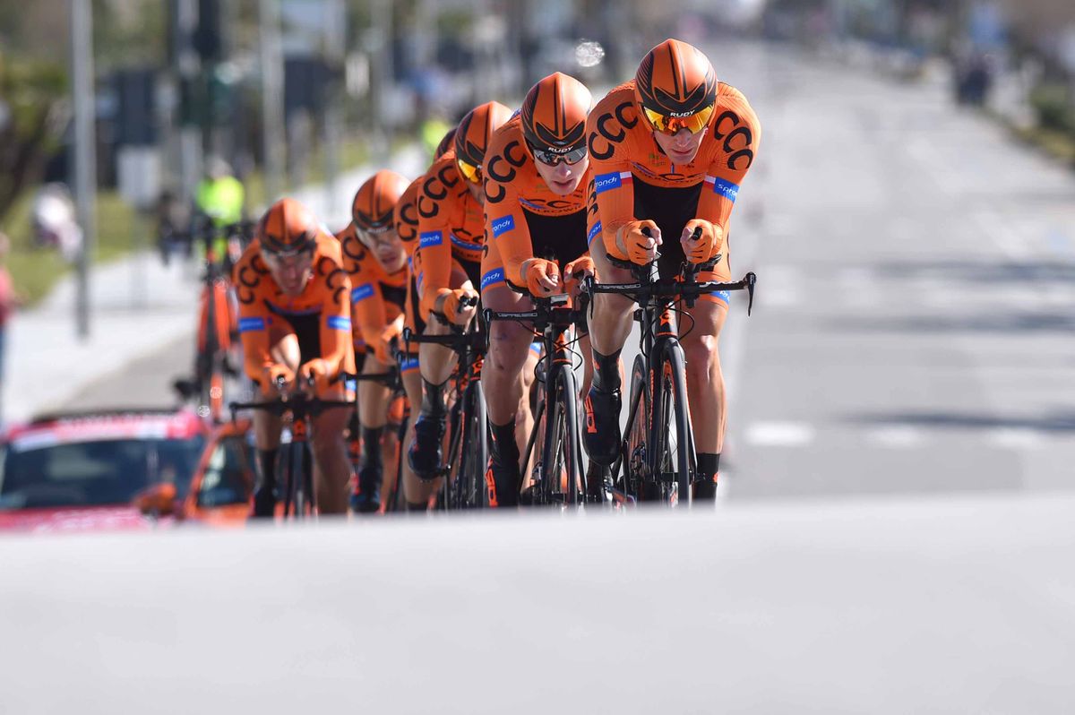 CCC Sprandi Polkowice in the team time trial in Tirreno-Adriatico
