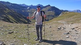 Man trekking with Black Diamond Trail Cork Trekking Poles