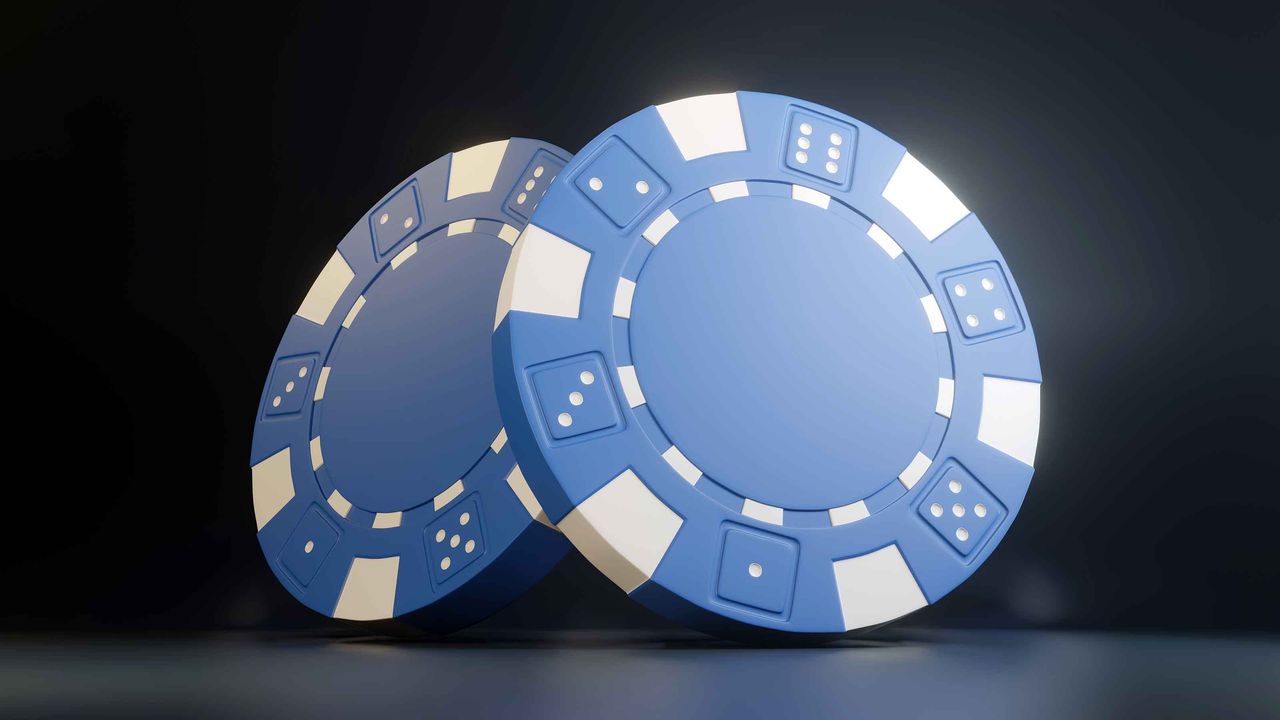 blue poker chips