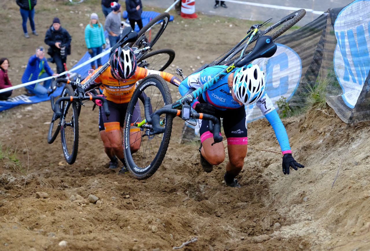 Courtenay McFadden (American Classic) and Amanda Miller on the run-up during the second lap