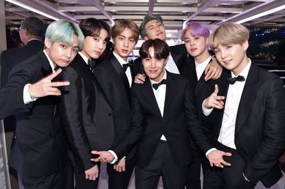BTS backstage at the Grammys