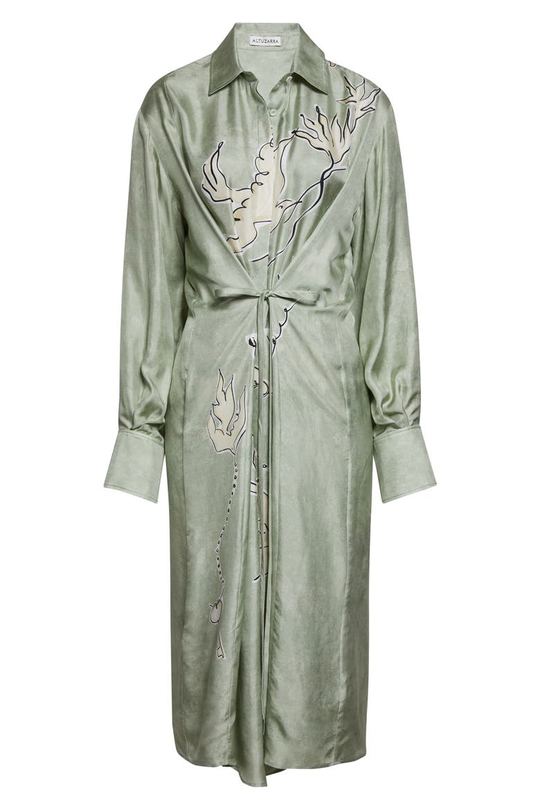 Floyd Long Sleeve Silk Shirtdress