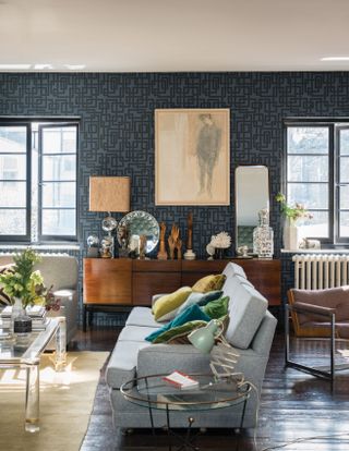 Mirrors displayed on a Mid-century modern sideboard