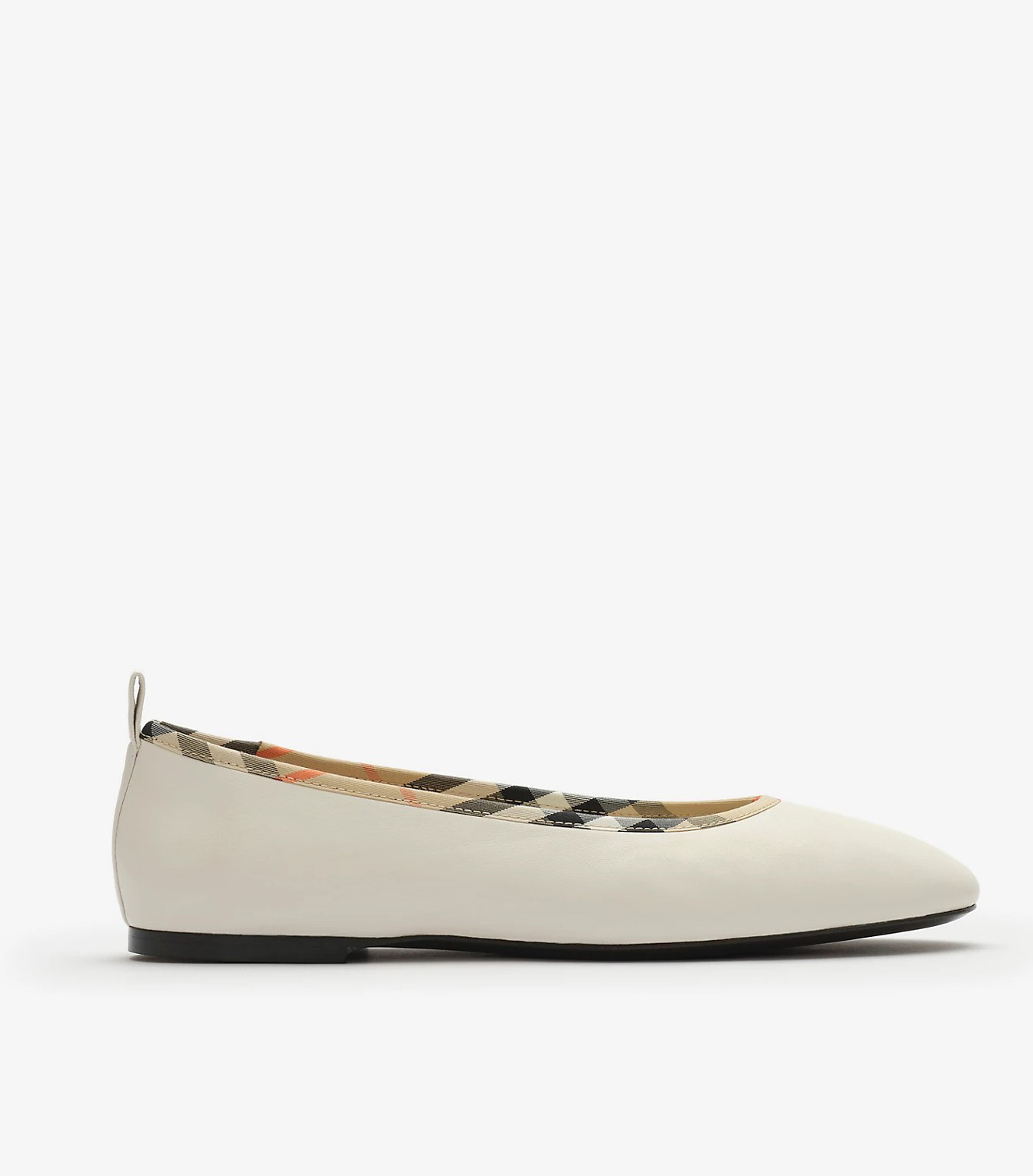 Check Trim Leather Robin Ballerinas in Sandy Beige - Women | Burberry&amp;reg; Official