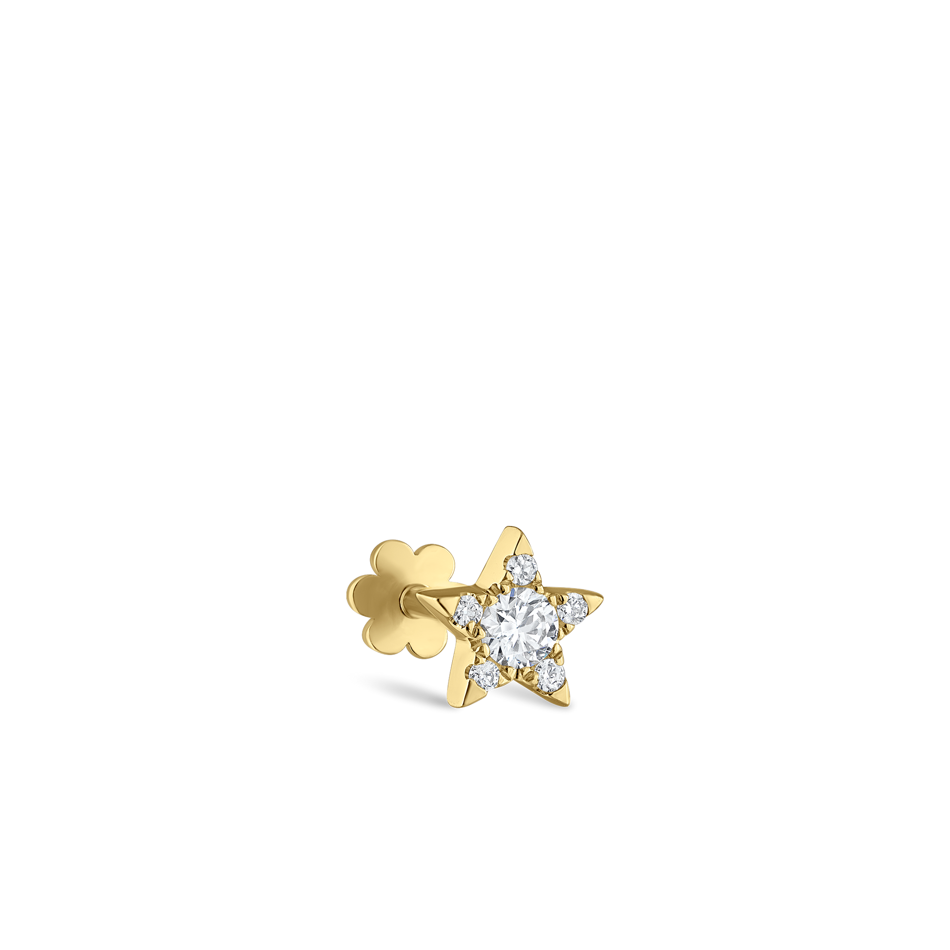 Diamond Star Threaded Stud Earring - Yellow Gold / 4.5mm