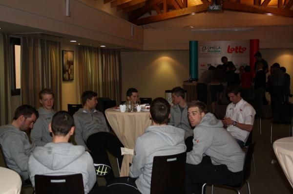 The Omega Pharma-Lotto riders relax