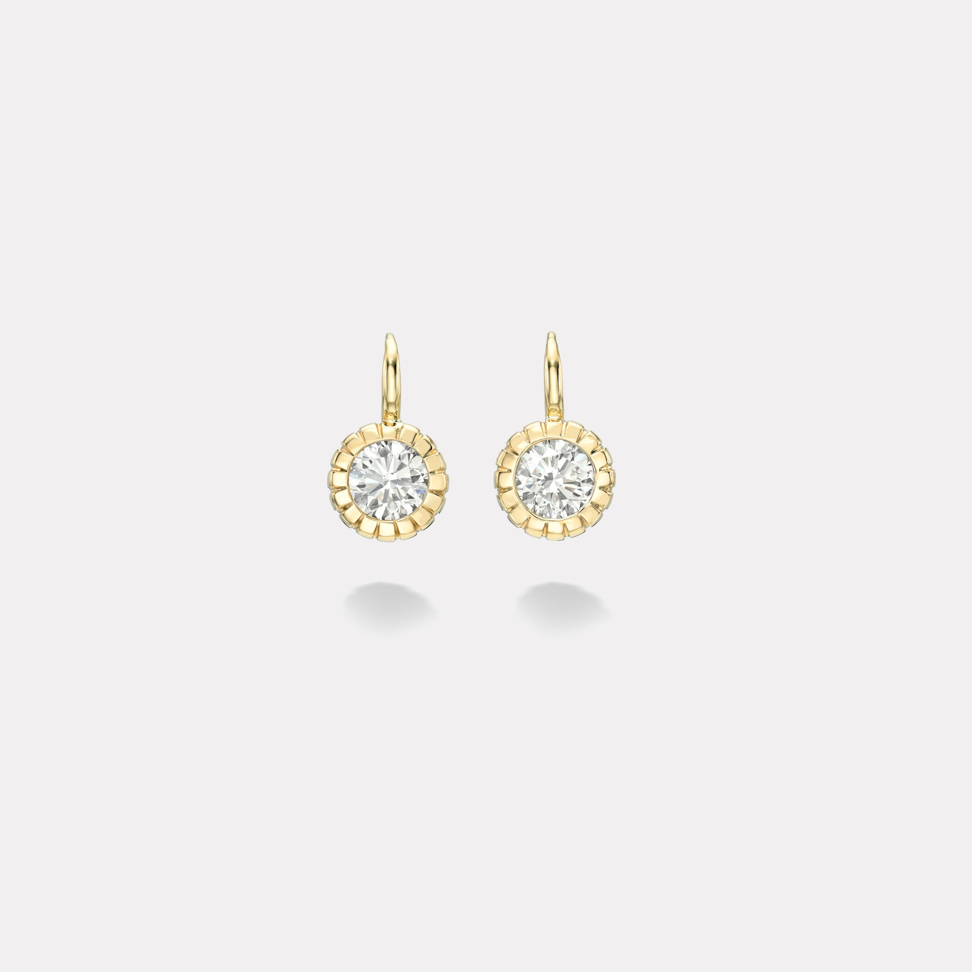 2.06ct Round Gia Diamond Heirloom Bezel Earrings