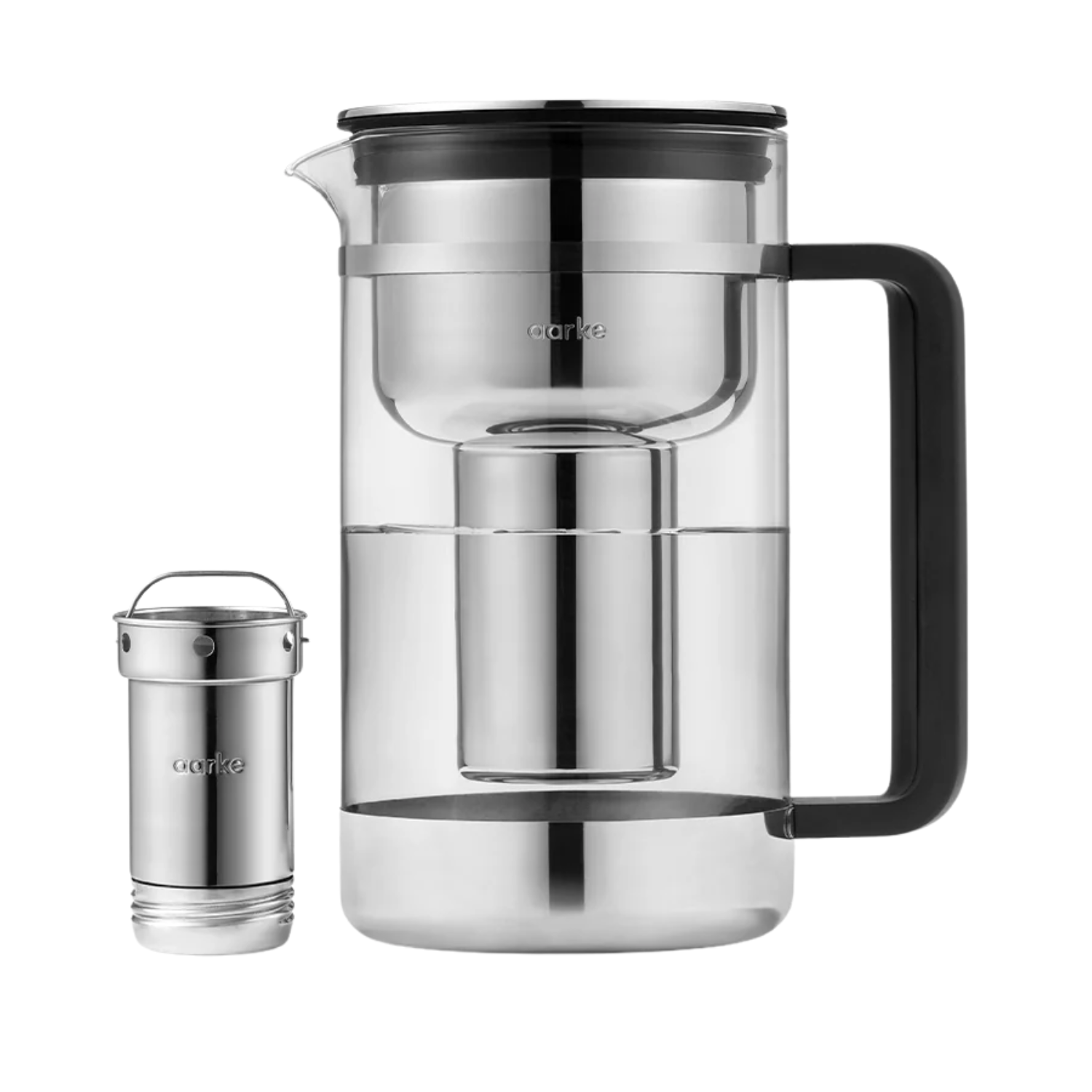 A glass and steel water purifier and dispenser
