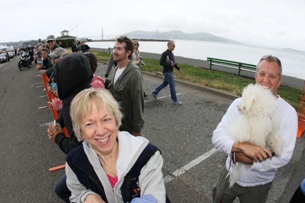 Dogs and their owners were welcome at the San Francisco race start.