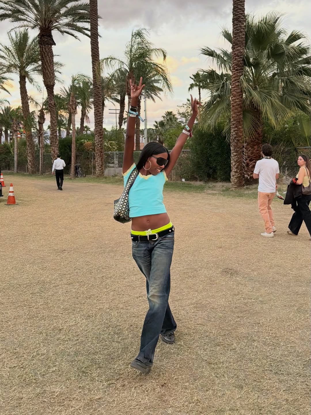 Tyra Booker in low-rise denim.