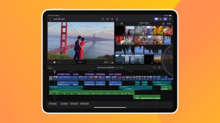 A screenshot of Final Cut Pro on the screen of an iPad