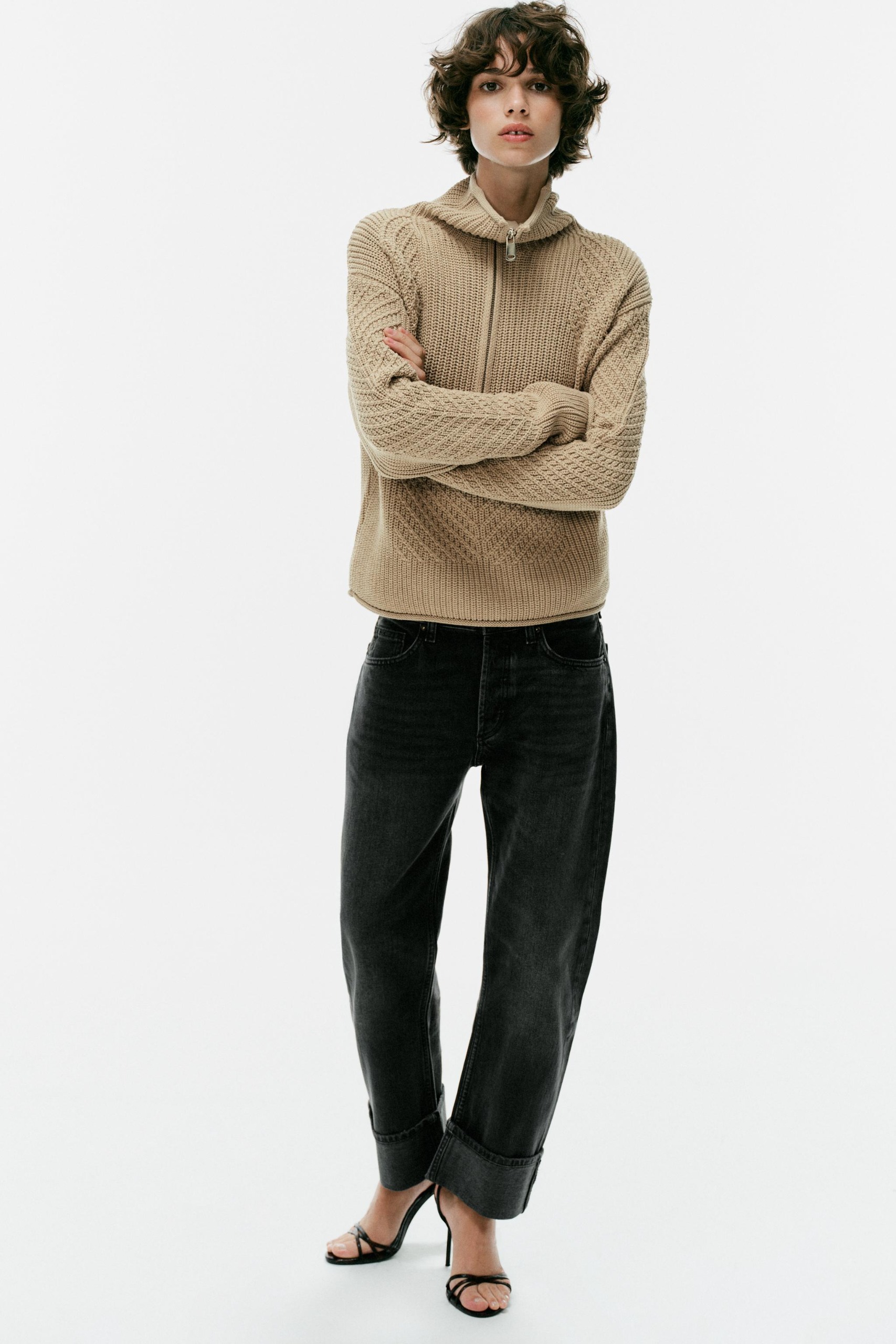 Structured Knit Jumper - Sand - S