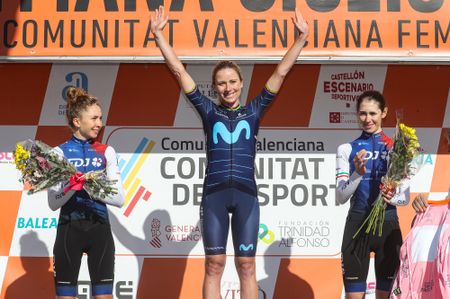 Volta Comunitat Valenciana Femines 2022 - 6th Edition - 4th stage Sagunt - Valencia 118 km - 20/02/2022 - Cecilie Uttrup Ludwig (Den - FDJ Nouvelle-Aquitaine Futuroscope) - Annemiek Van Vleuten (NED - Movistar Team) - Marta Cavalli (ITA - FDJ Nouvelle-Aquitaine Futuroscope) - photo Gomez/SprintCyclingAgency&Acirc;&copy;2022