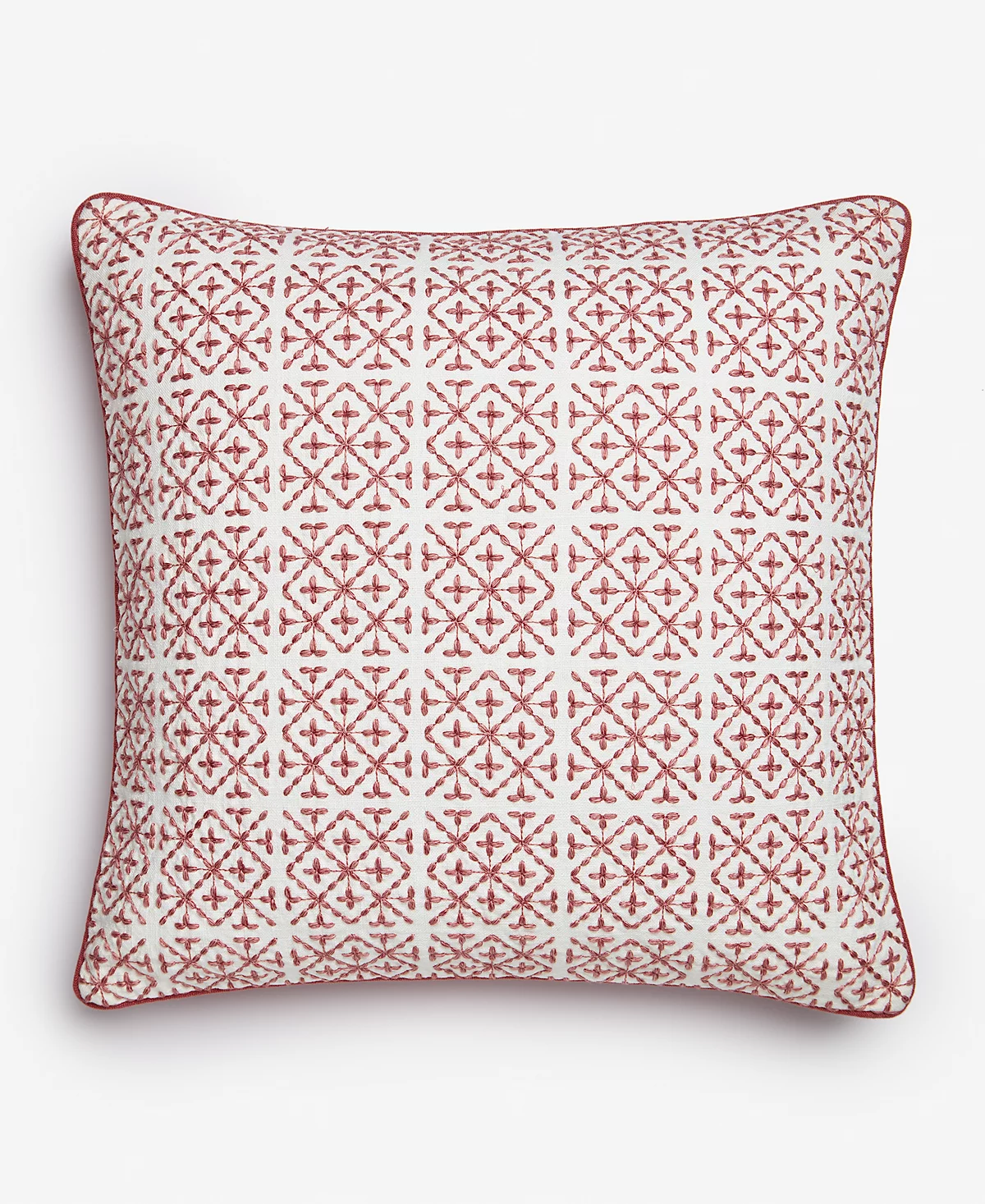Embroidered Tiles Decorative Pillow, 20" X 20", Exclusively at Macy's