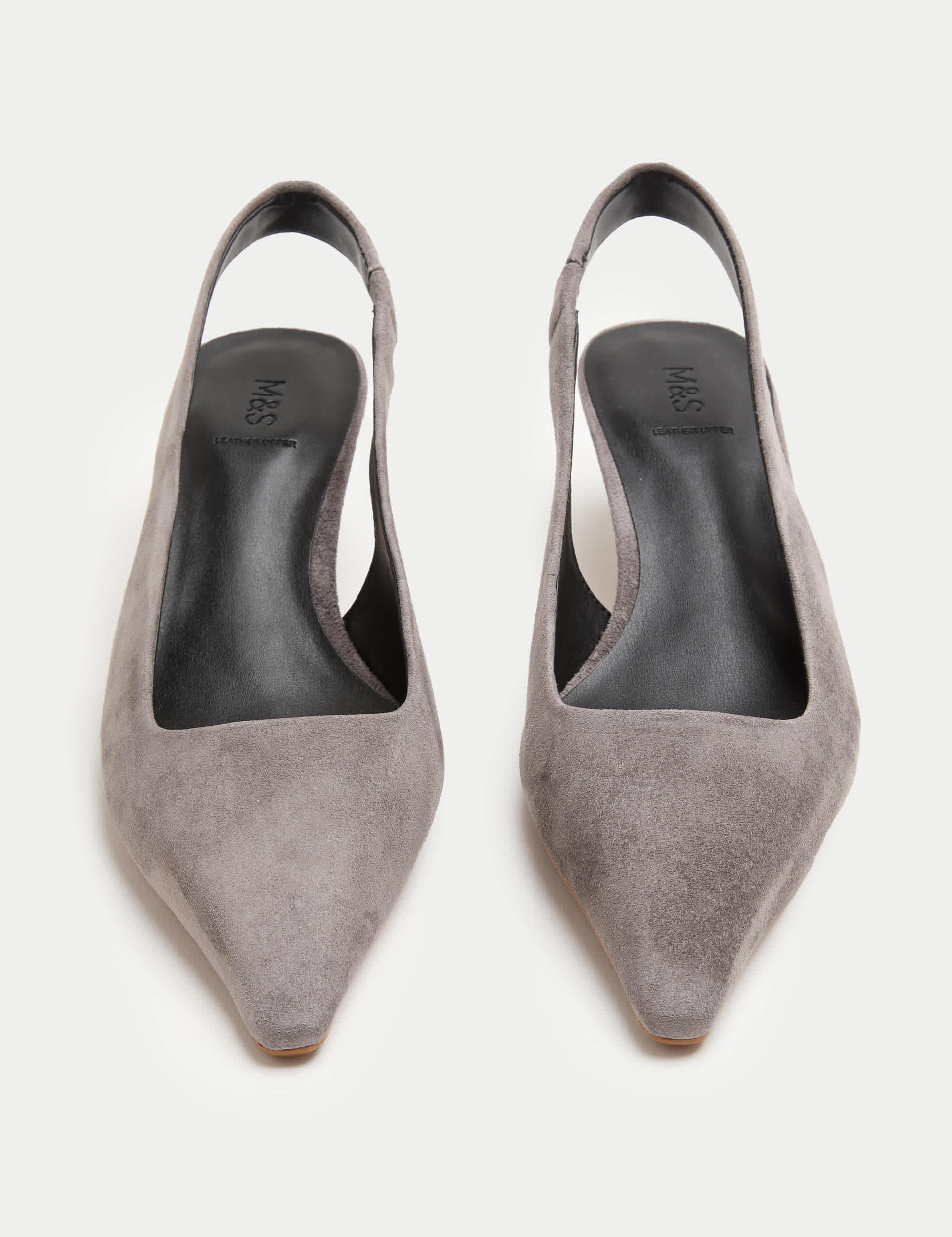 Suede Kitten Heel Pointed Slingback Shoes