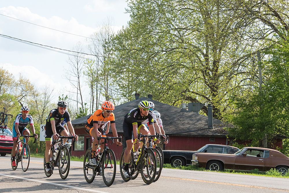 Riders together at Joe Martin Stage Race Pro Men - Stage 2