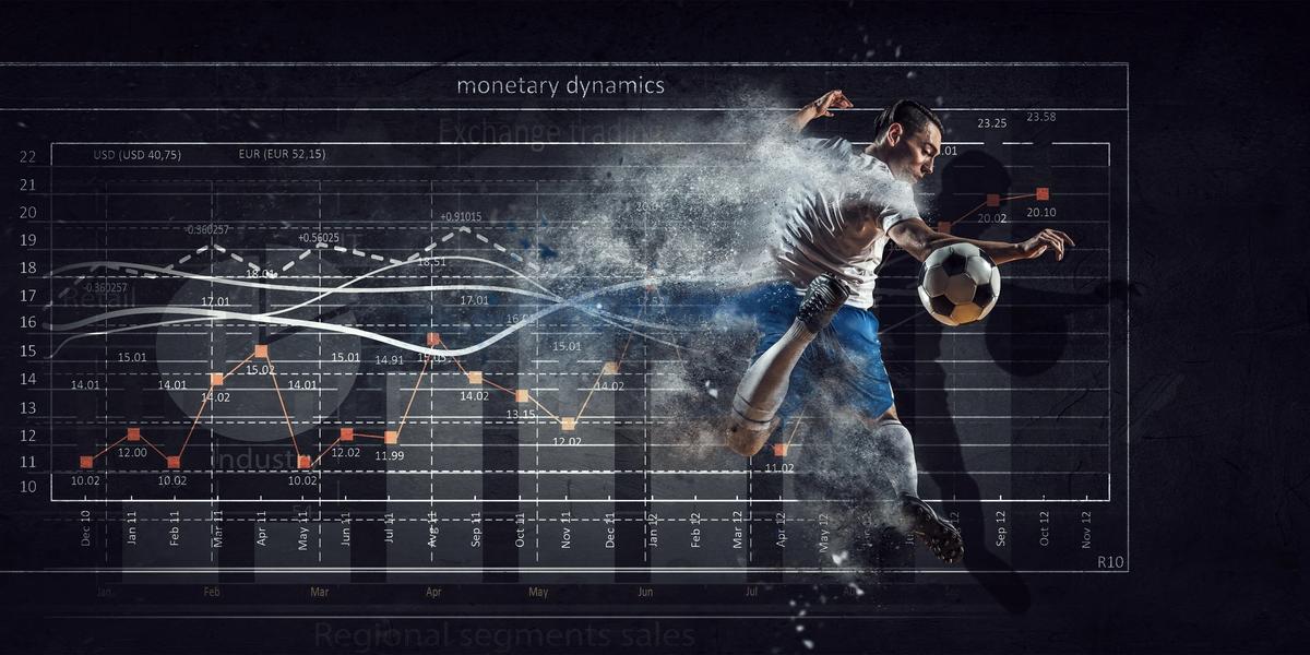 Shot of a graph over a soccer image