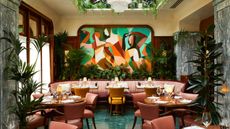 The main dining room at Cicchetti Knightsbridge features a striking Cubist mural