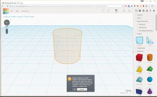 An in-progress lesson in Tinkercad. Although its creative possibilities are somewhat limited, it's a great way to learn the basics of creating your own 3D models.