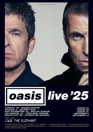 Oasis North America 2025 tour poster