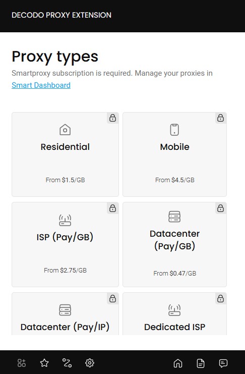 Decodo proxy types