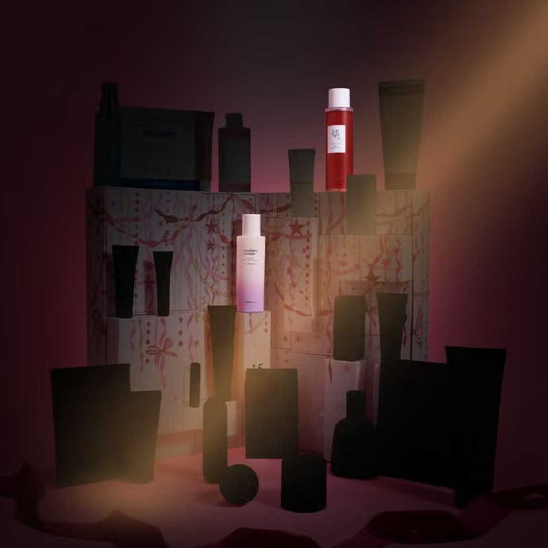 Boots 24 days of skin Advent Calendar 2026 with its contents in front of it