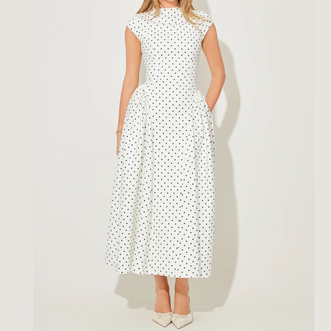Odd Muse Cap Sleeve Gathered Midi Dress