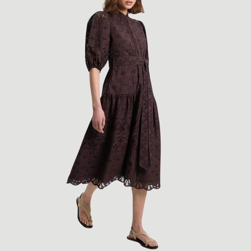 Image of brown shirt dress