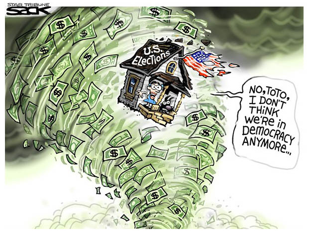 Political cartoon campaign financing