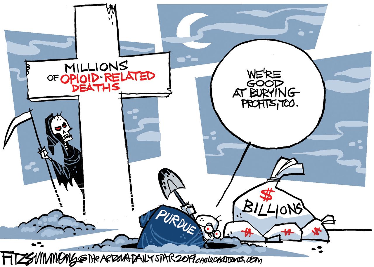 Editorial Cartoon U.S. Purdue Opioid-Related Deaths