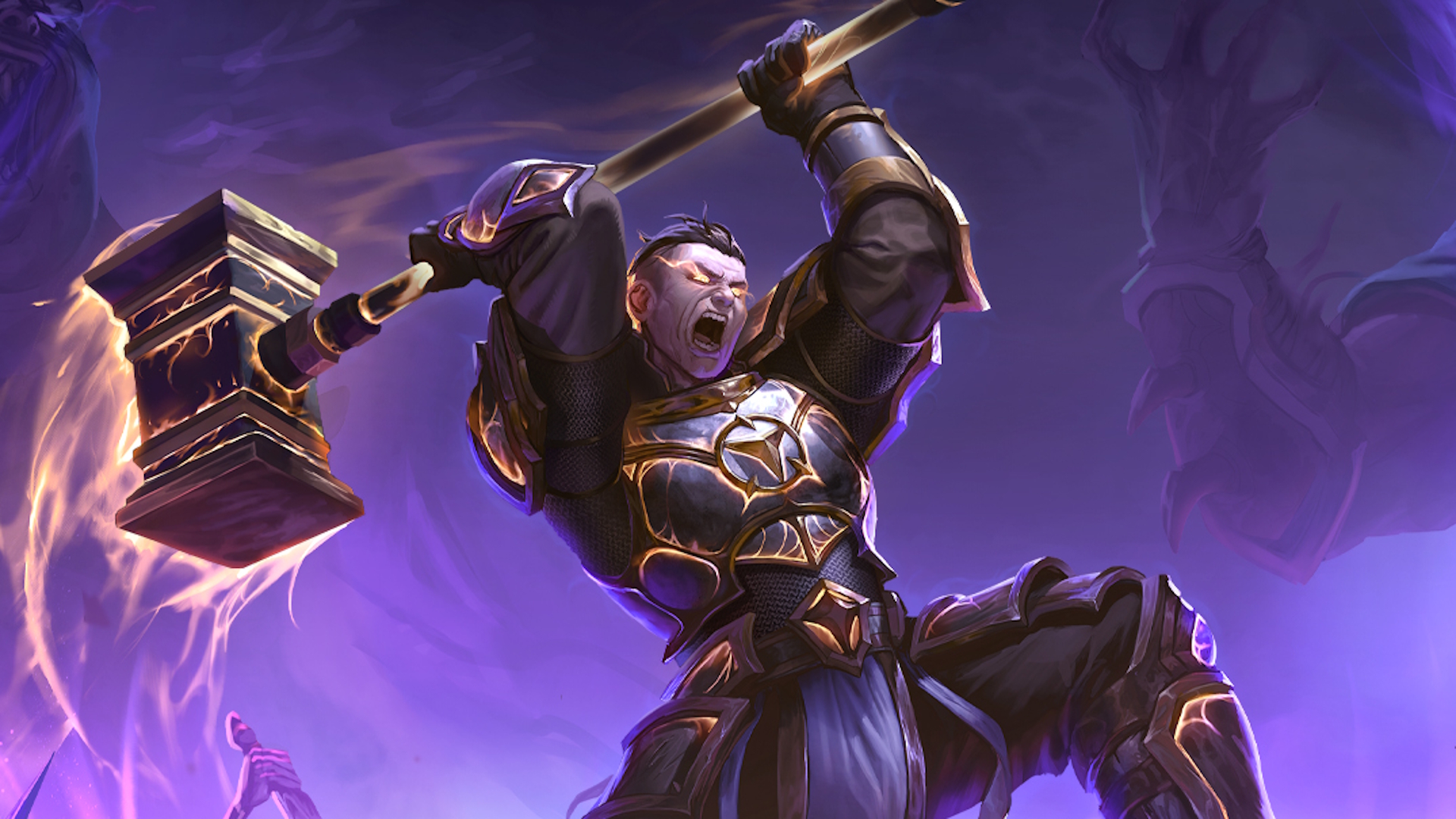 Hellforged warrior swinging a large warhammer