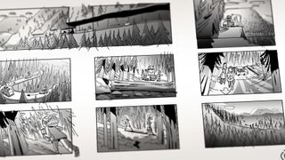 Storyboard panels from The Girl & the Cloud, produced by Studio AKA and Red Knuckles