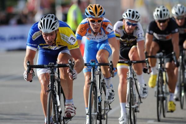Andrew Sime working hard at the front to bring team mate Cameron Meyer back into the lead pack
