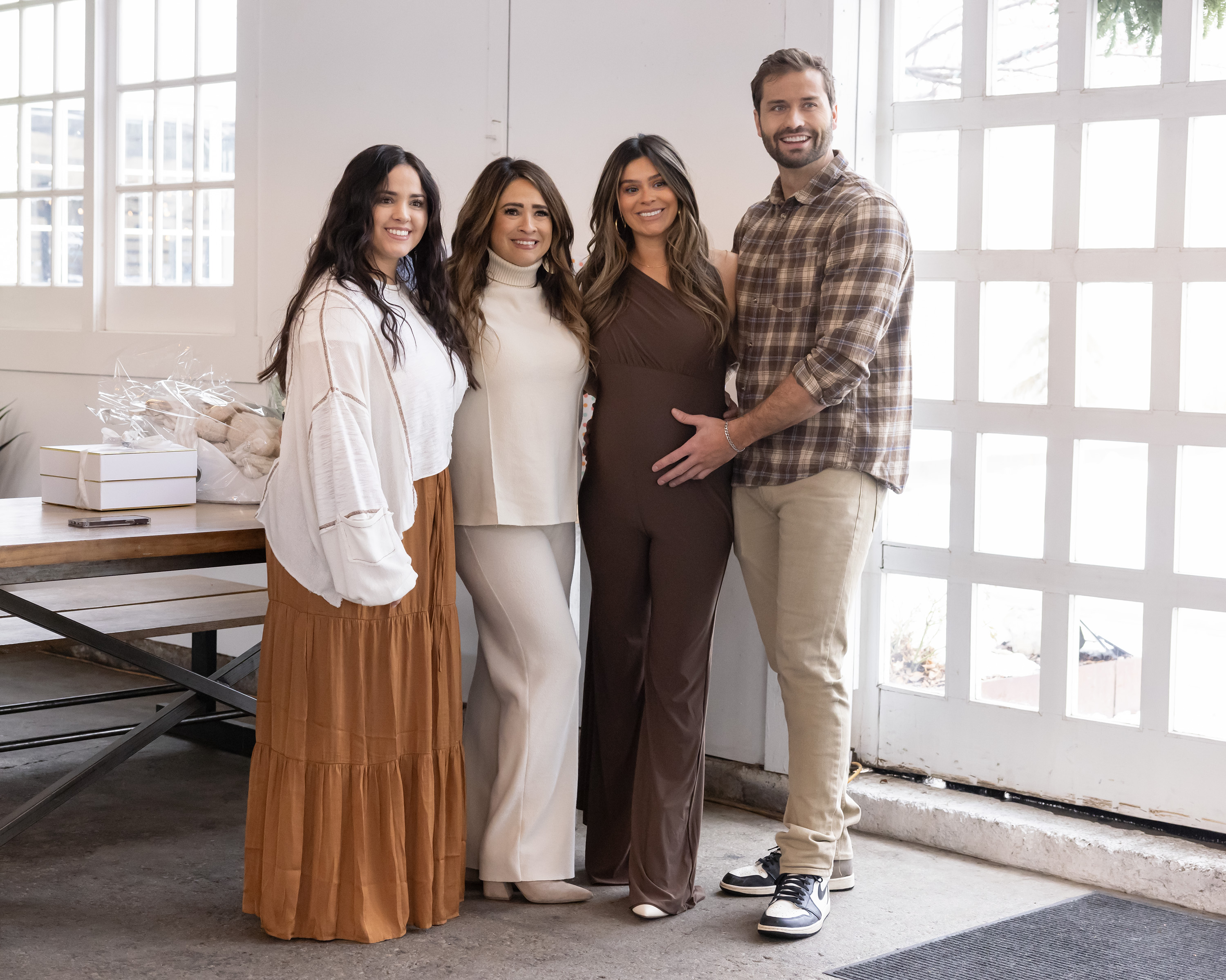 A posed family photo from Taylor Frankie Paul's baby shower in the secret life of Mormon Wives Season 2