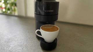 An Americano brewing in the Nespresso Vertuo Pop