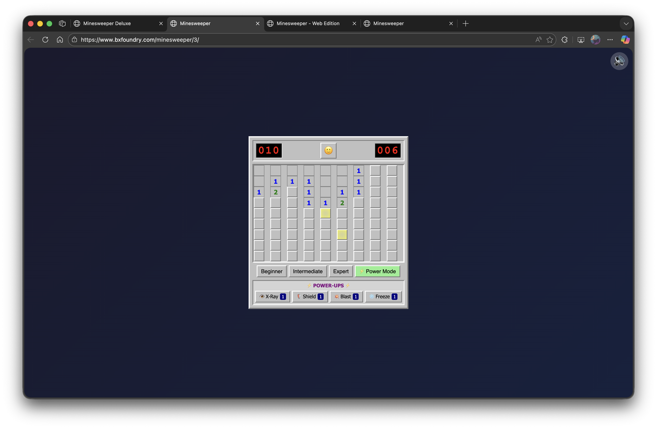 Minesweeper (Deluxe) clone built by Anthropic's Claude Code, running on desktop