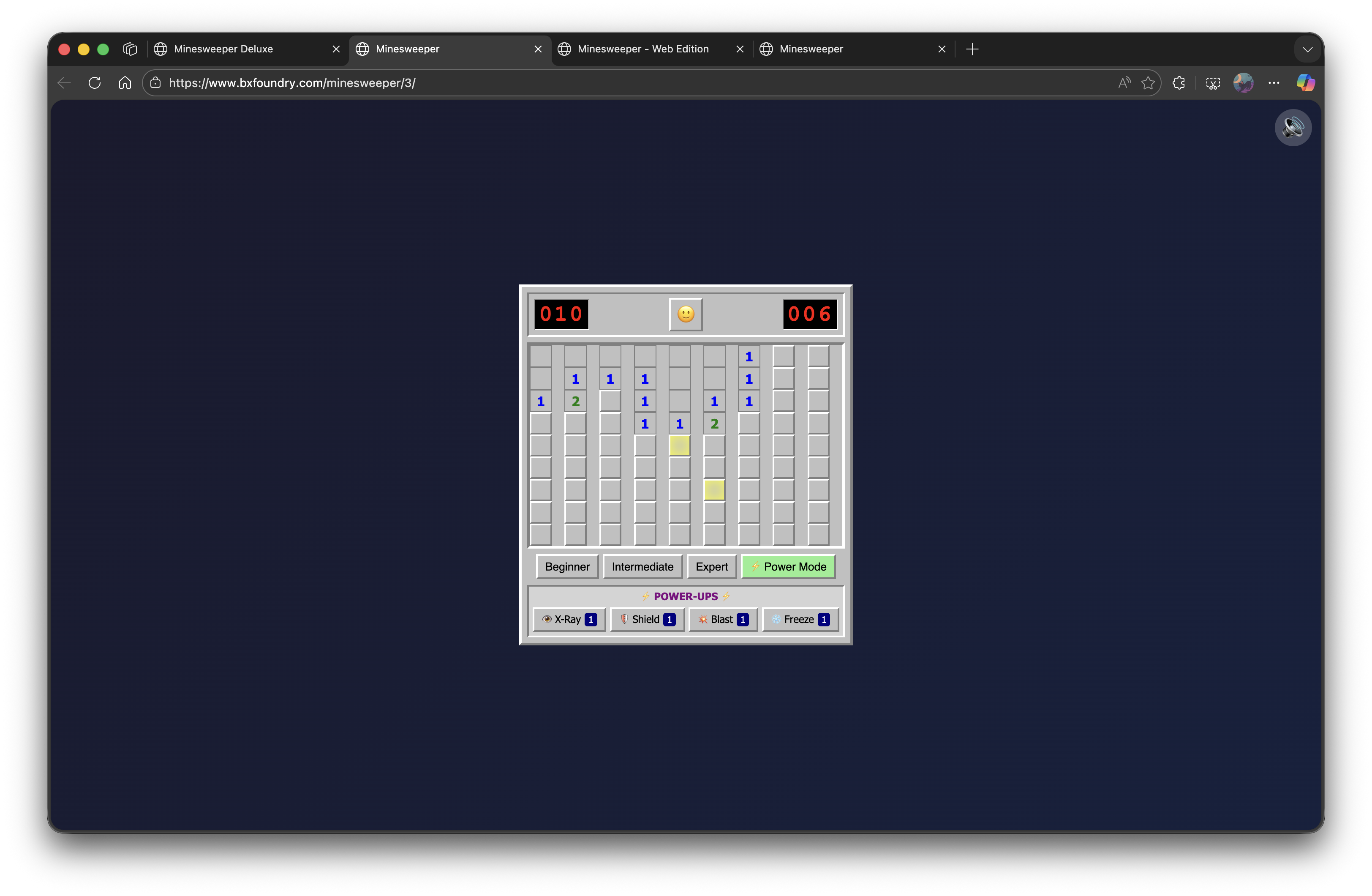 Minesweeper (Deluxe) clone built by Anthropic's Claude Code, running on desktop