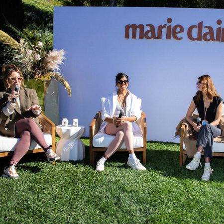 Julia Boorstin, speaks with panelists Tracy DiNunzio, founder of Tradesy, Michelle Cordeiro Grant, founder of Lively, and Jaclyn Johnson, founder of Create  Cultivate at MC&rsquo;s 2022 Power Trip summit.